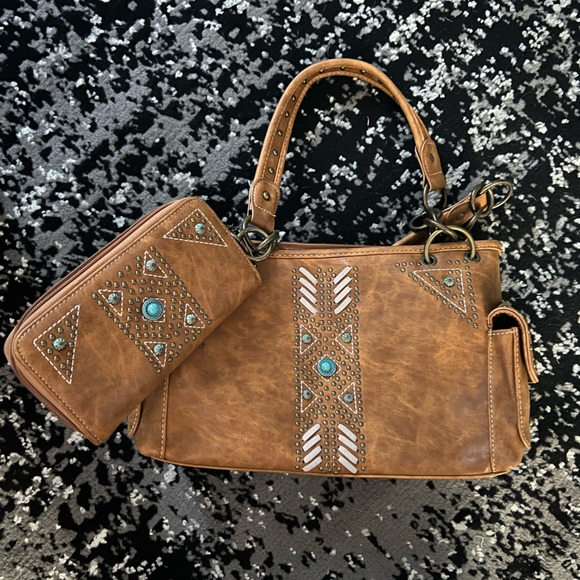Montana West Handbags - Montana West Leather handbag and wallet NWOT